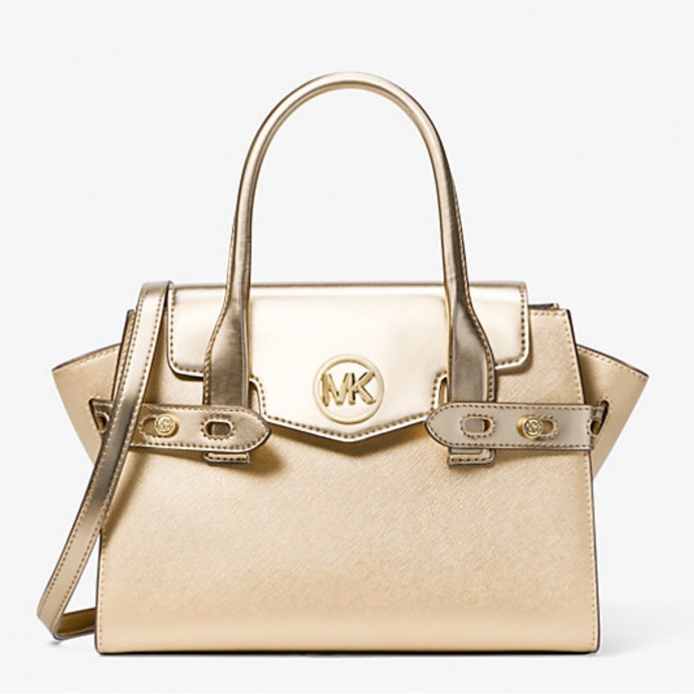 Michael Kors NWT Carmen Medium Metallic Satchel Bag.Coated Canvas/faux leather. - Picture 11 of 14